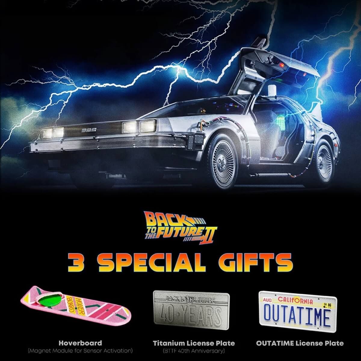 Premium UMS Back to the Future 2 Delorean 'Time Machine' (1/6